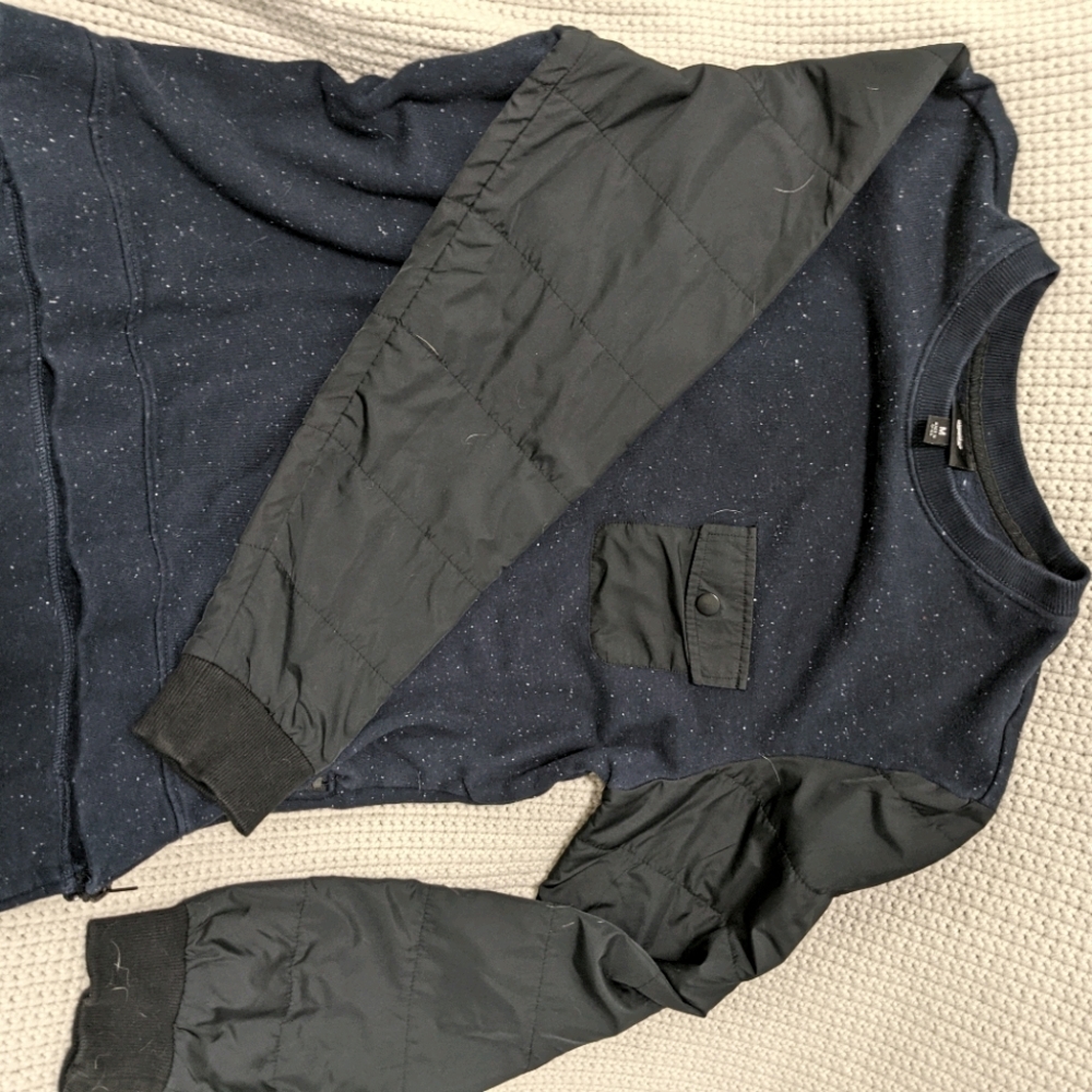 Speckled Blue and Black Sweater Thick Fabric